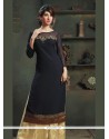 Resplendent Viscose Black Embroidered Work Party Wear Kurti