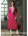 Artistic Embroidered Work Magenta Viscose Party Wear Kurti