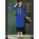 Lavish Embroidered Work Blue Viscose Party Wear Kurti