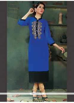 Lavish Embroidered Work Blue Viscose Party Wear Kurti