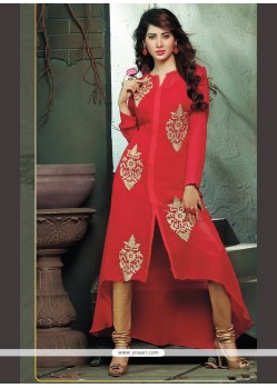 Mod Viscose Red Party Wear Kurti