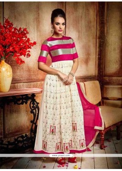 Titillating Georgette Patch Border Work Anarkali Salwar Kameez