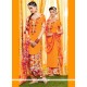 Praiseworthy Cotton Satin Orange Designer Suit