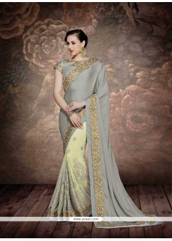 Aristocratic Net Grey Designer Bridal Sarees