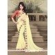 Cream Embroidered Work Georgette Designer Saree