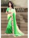 Green Patch Border Work Georgette Designer Saree