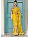 Beautiful Yellow Chiffon Saree