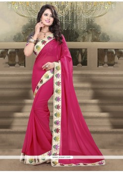 Incredible Hot Pink Georgette Designer Saree