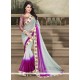 Purple Patch Border Work Georgette Designer Saree