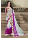 Purple Patch Border Work Georgette Designer Saree