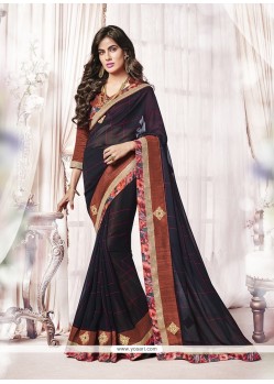 Lustre Navy Blue Embroidered Work Georgette Designer Saree