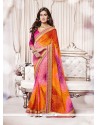 Glorious Multi Colour Embroidered Work Georgette Designer Saree