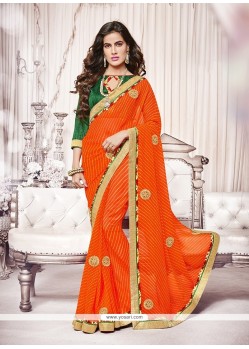 Intricate Orange Designer Saree