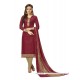 Capricious Embroidered Work Cotton Maroon Churidar Designer Suit