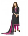 Delectable Black Embroidered Work Cotton Churidar Designer Suit