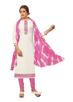 Riveting Cotton Off White Churidar Designer Suit