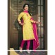 Gilded Resham Work Yellow Churidar Designer Suit