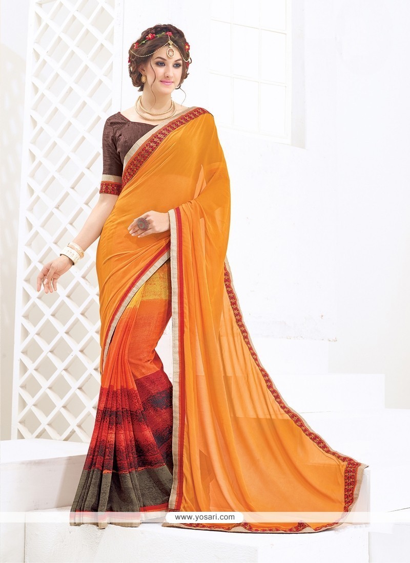 Lovable Print Work Weight Less Casual Saree