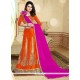 Sensational Patch Border Work Orange And Pink Designer A Line Lehenga Choli