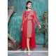 Red Banarasi Silk Party Wear Kurti