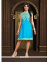 Perfervid Turquoise Party Wear Kurti