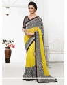 Yellow And Off White Bember Georgette Saree