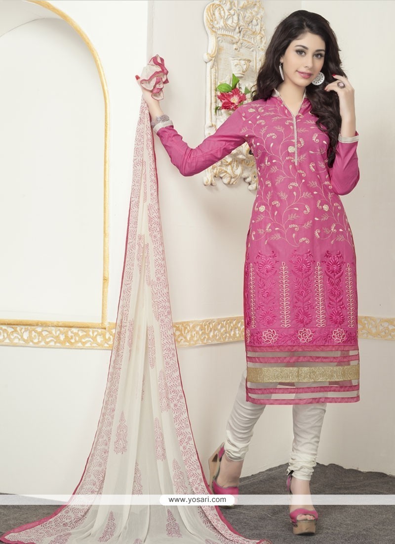 Subtle Cotton Pink Churidar Designer Suit