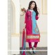 Specialised Cotton Blue And Pink Churidar Designer Suit