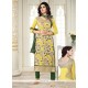 Incredible Embroidered Work Yellow Churidar Designer Suit