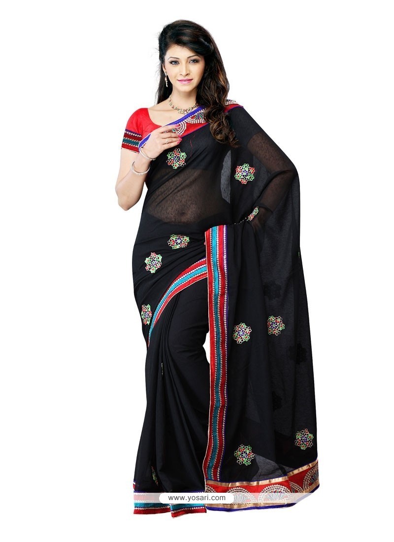 Versatile Black Art Silk Designer Saree