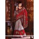 Observable Net Off White And Red Patch Border Work Designer Saree