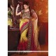 Patch Border Net Designer Saree In Pink And Yellow