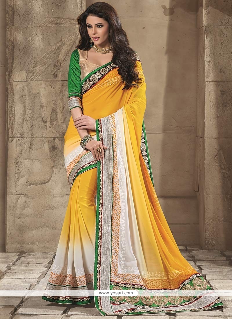 Charismatic Yellow Georgette Saree