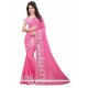 Fine Patch Border Work Pink Designer Saree