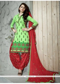 Awesome Cotton Green Trendy Punjabi patiala Suits