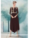 Sonorous Embroidered Work Brown Georgette Party Wear Kurti