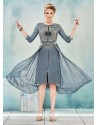 Especial Georgette Grey Embroidered Work Party Wear Kurti