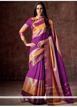 Artistic Purple Cotton Casual Saree