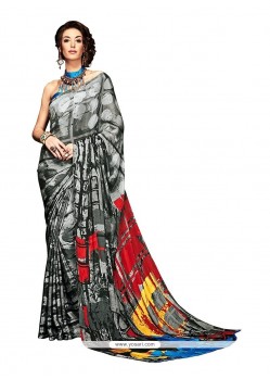 Print Crepe Silk Casual Saree In Multi Colour