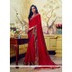Exquisite Georgette Red Patch Border Work Printed Saree