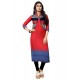 Preferable Embroidered Work Red Cotton Party Wear Kurti