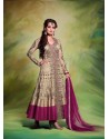 Dia Mirza Beige Premium Net Anarkali Suit