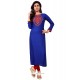 Enticing Cotton Blue Embroidered Work Party Wear Kurti