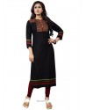 Embroidered Cotton Party Wear Kurti In Black