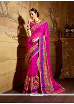 Charming Fancy Fabric Hot Pink Classic Designer Saree