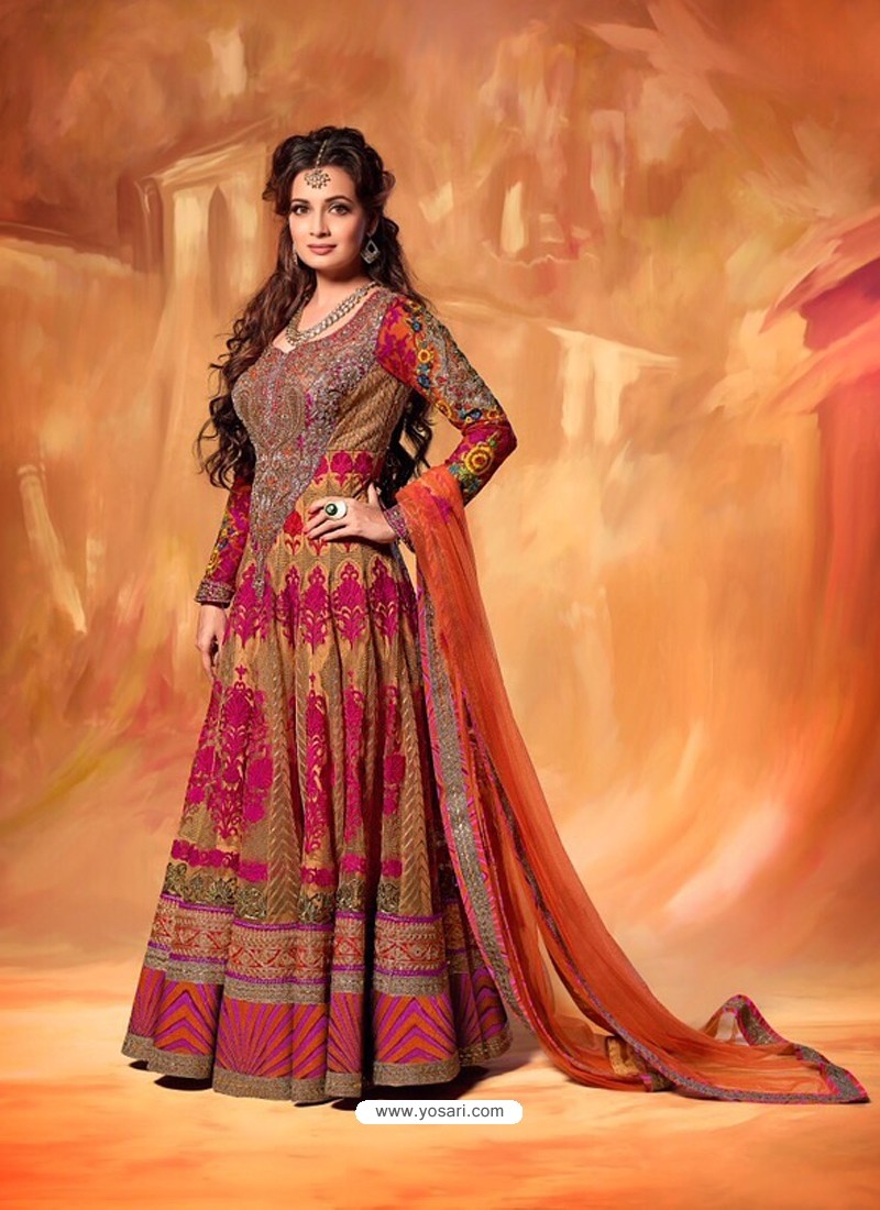 Dia Mirza Multicolor Embroidery Work Anarkali Suit