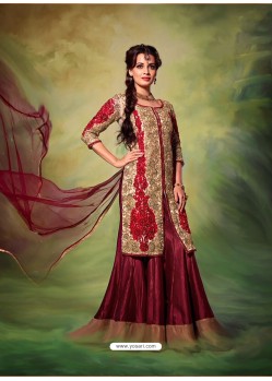 Dia Mirza Maroon Silk Designer Lehenga Choli