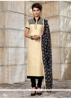 Lavish Embroidered Work Beige Churidar Designer Suit