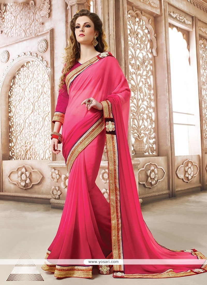 Sightly Hot Pink Designer Saree