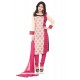 Hypnotizing Chanderi Hot Pink And Off White Patch Border Work Designer Suit